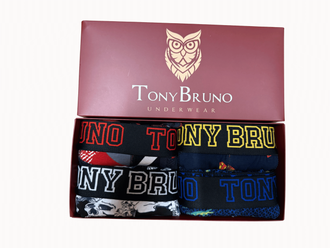 Tony Bruno 4'lü Erkek Premium Desenli Boxer (Paket 2)