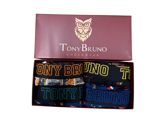 Tony Bruno 4'lü Erkek Premium Desenli Boxer (Paket 3)