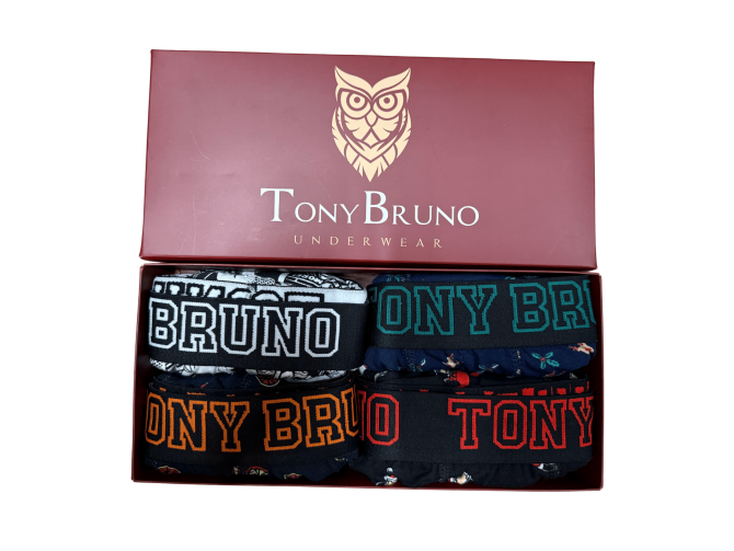 Tony Bruno 4'lü Erkek Premium Desenli Boxer (Paket 1)